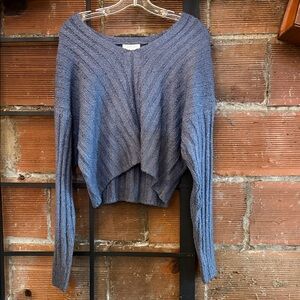 Pink Rose Heathered Blue Crew Neck Sweater